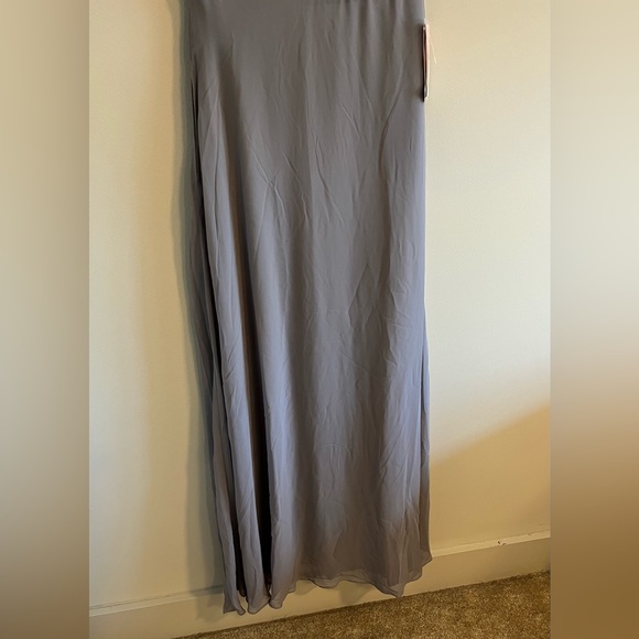 *NWT* Birdy Grey Kae Chiffon Silver Bridesmaid Dress Small No Slit - Picture 6 of 11